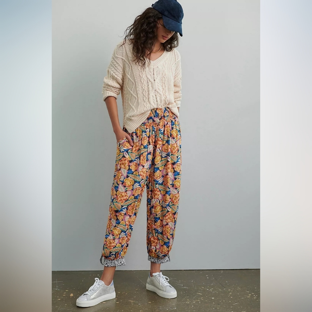 URBN by Anthropologie Women's HighWaist Shari Harem Floral Pull-on Pants Multi M